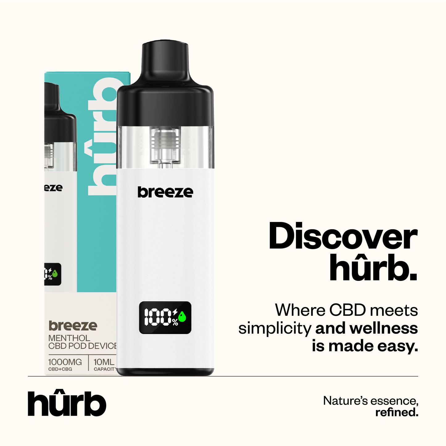 1000mg - Hurb CBD/CBG OG Kush - Rechargeable Vape - 10ml