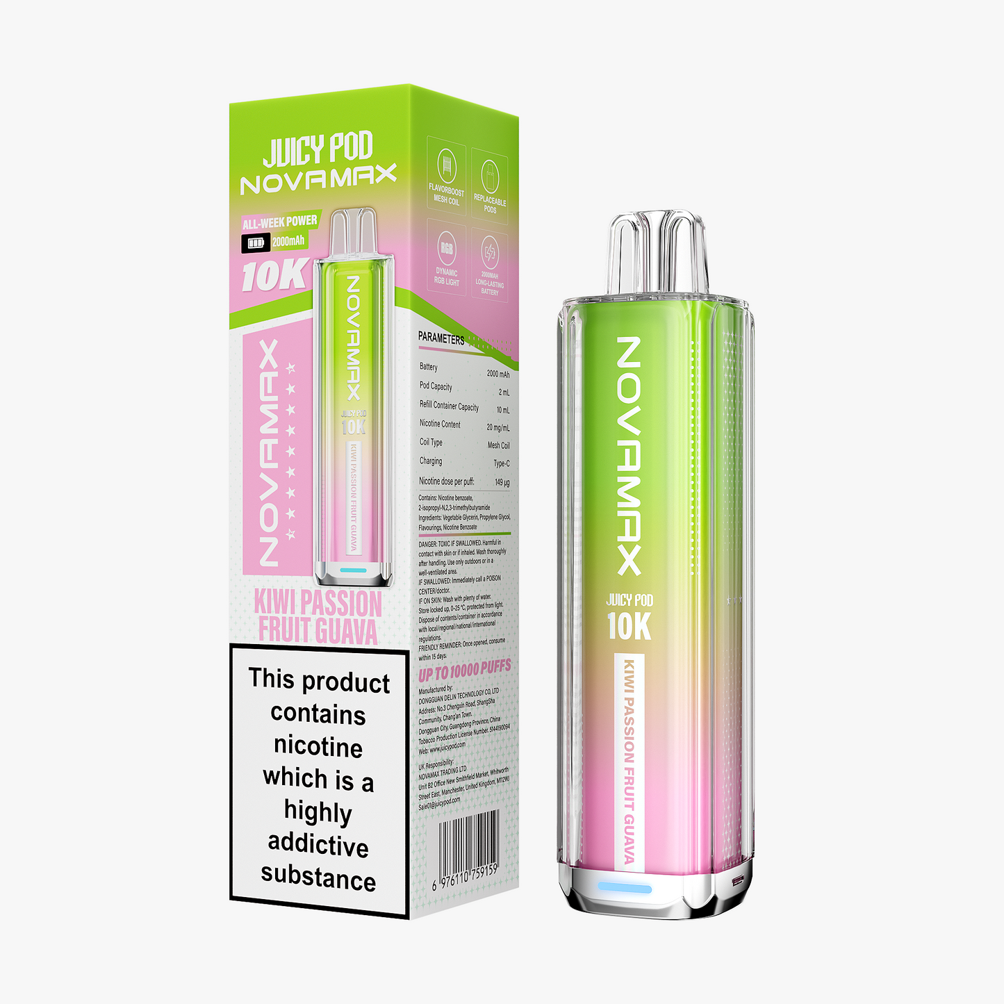 Kiwi Passionfruit Guava - Juicy Pod Nova Max 10k Kit