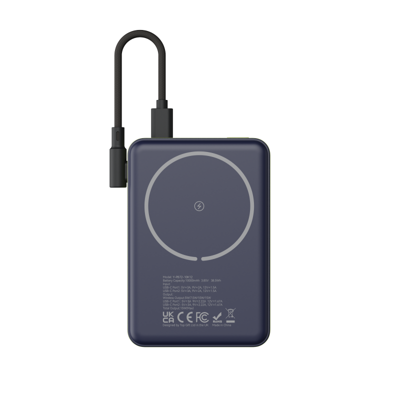 WYEFLUX - 10000mAh Magnetic Power Bank With Detachable Cable