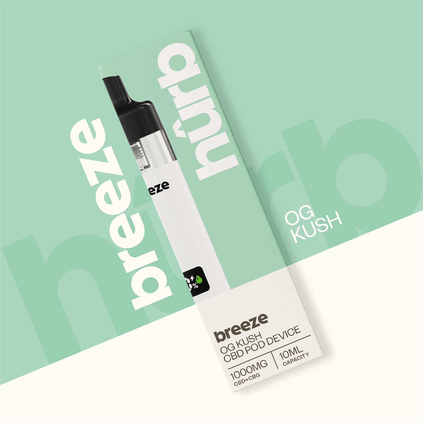1000mg - Hurb CBD/CBG OG Kush - Rechargeable Vape - 10ml
