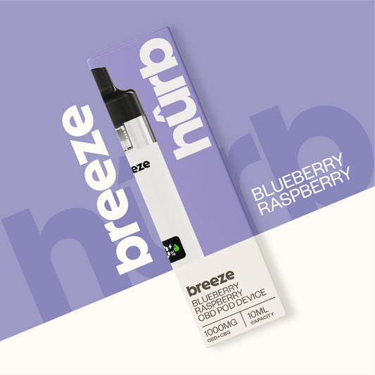 1000mg - Hurb CBD/CBG Blueberry & Raspberry - Rechargeable Vape - 10ml