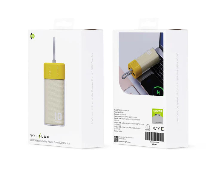 WYEFLUX - 10000mAh Mini Power Bank - Yellow