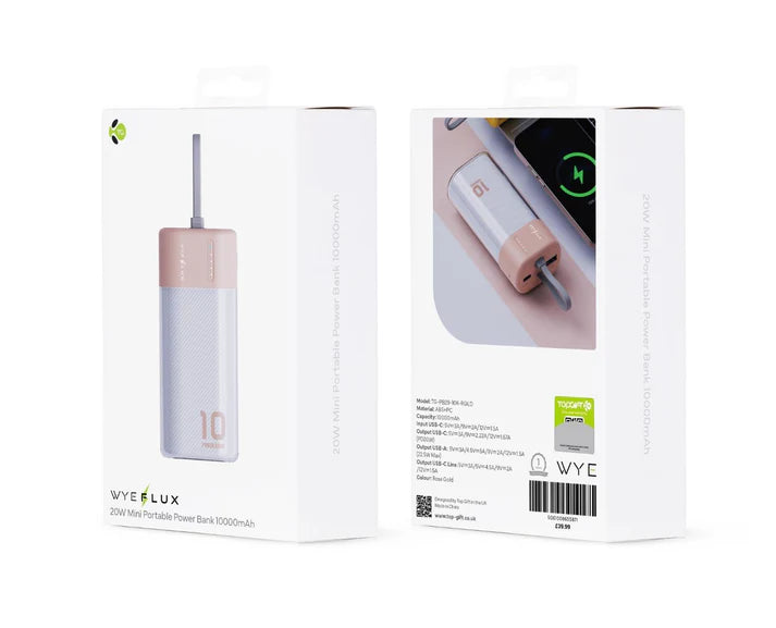WYEFLUX - 10000mAh Mini Power Bank - Pink
