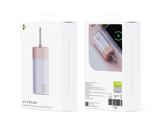 WYEFLUX - 10000mAh Mini Power Bank - Pink