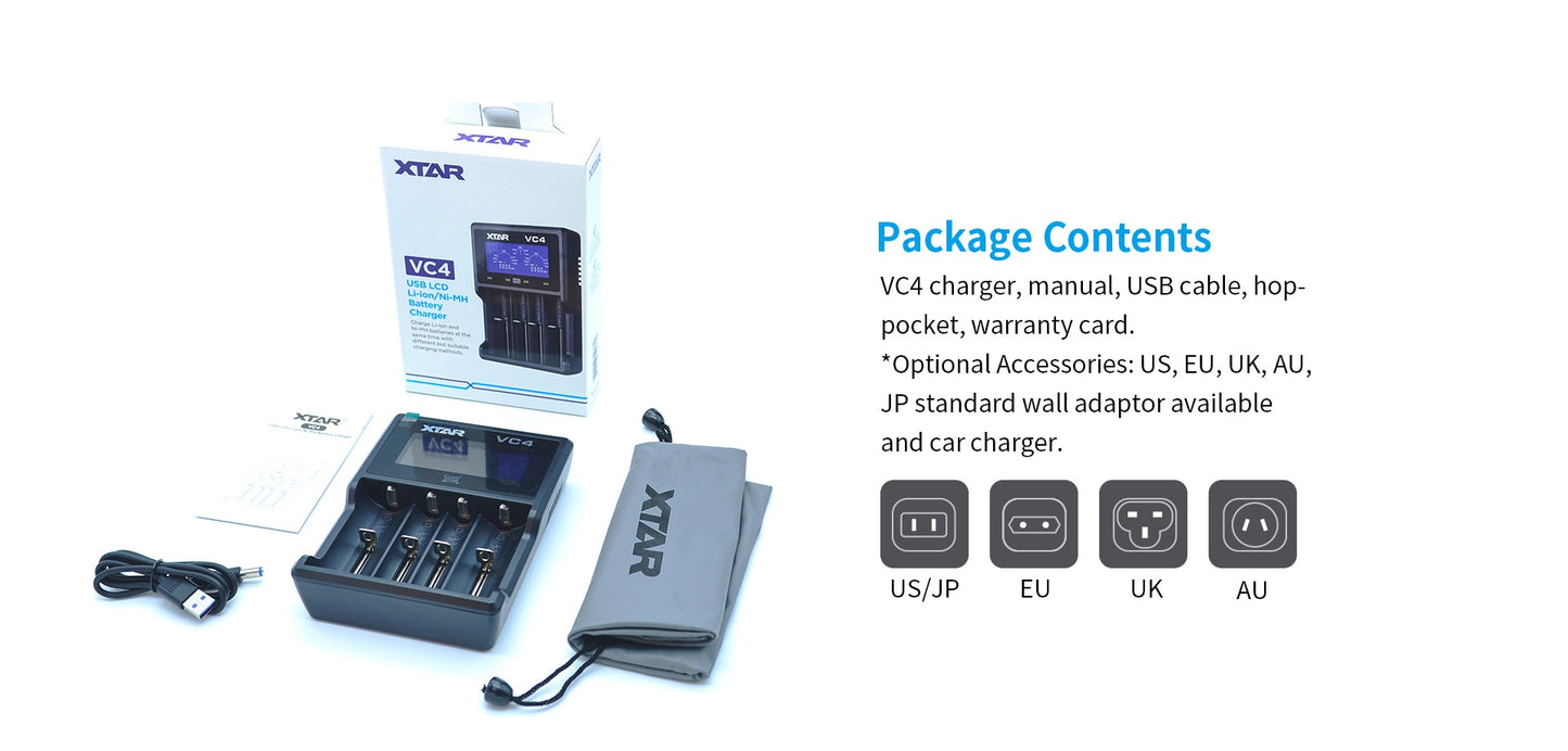 Xtar - VC4 USB LCD Li-ion/Ni-MH Battery Charger