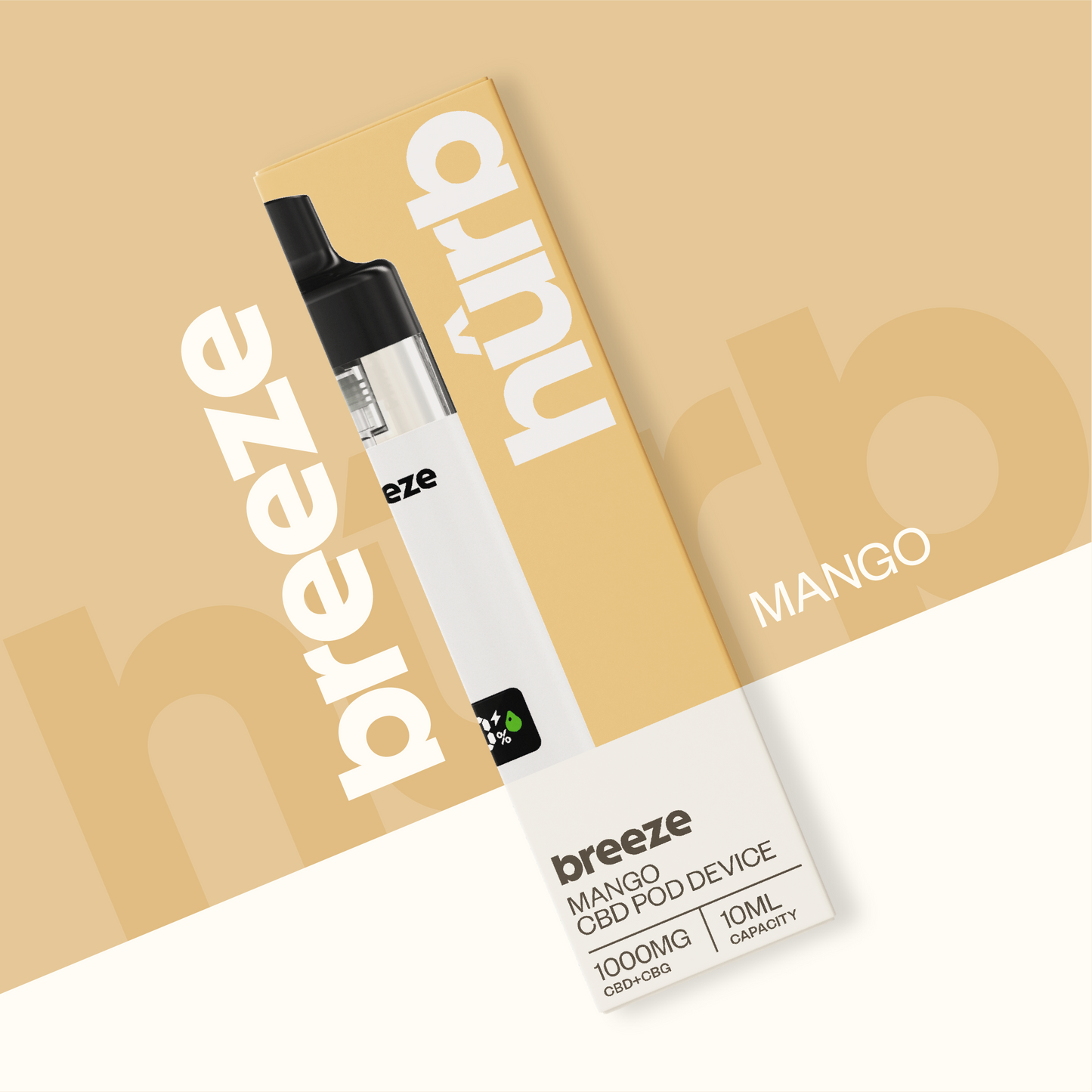 1000mg - Hurb CBD/CBG Mango - Rechargeable Vape - 10ml