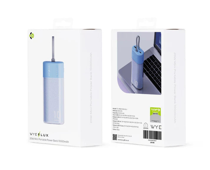 WYEFLUX - 10000mAh Mini Power Bank - Blue