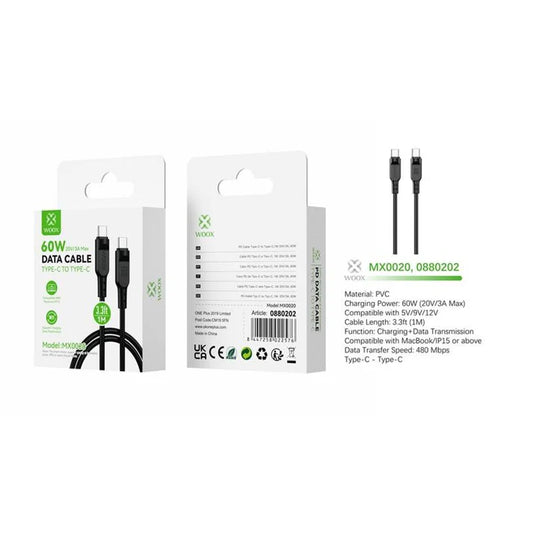 Woox - 60W Data Cable - USB C-C - 2M