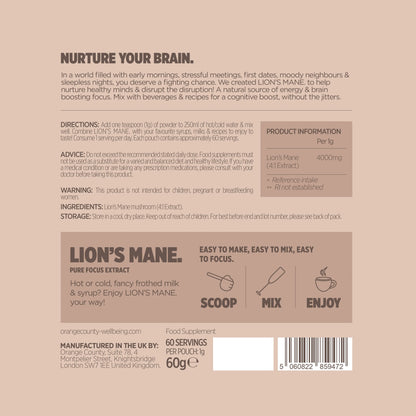Orange County Lion's Mane Extract 240,000mg - 60 Servings